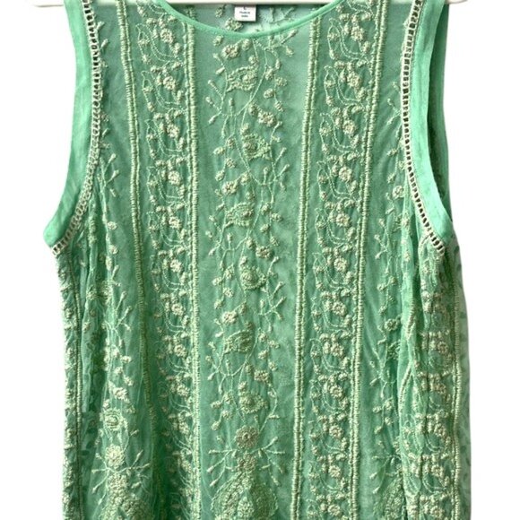 Sundance Green Embroidered Lace Sleeveless Blouse - Picture 3 of 8